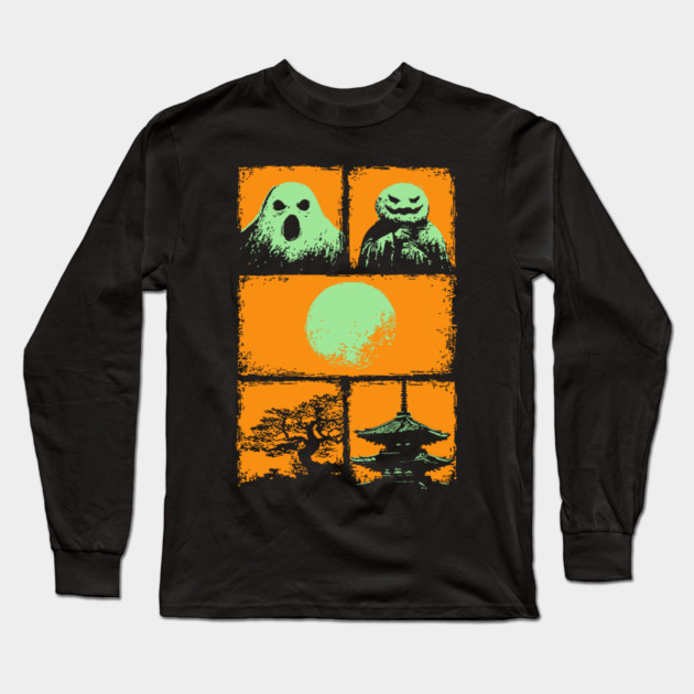 Spooky Japanese Ghosts - Retro Halloween Yurei Long Sleeve T-Shirt by TuncGK