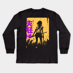 Onna Bugeisha - Retro Female Samurai Warrior Kids Long Sleeve T-Shirt