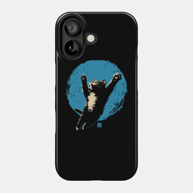 Ukiyo-e Jumping Cat - Japanese Full Moon Neko Phone Case by TuncGK