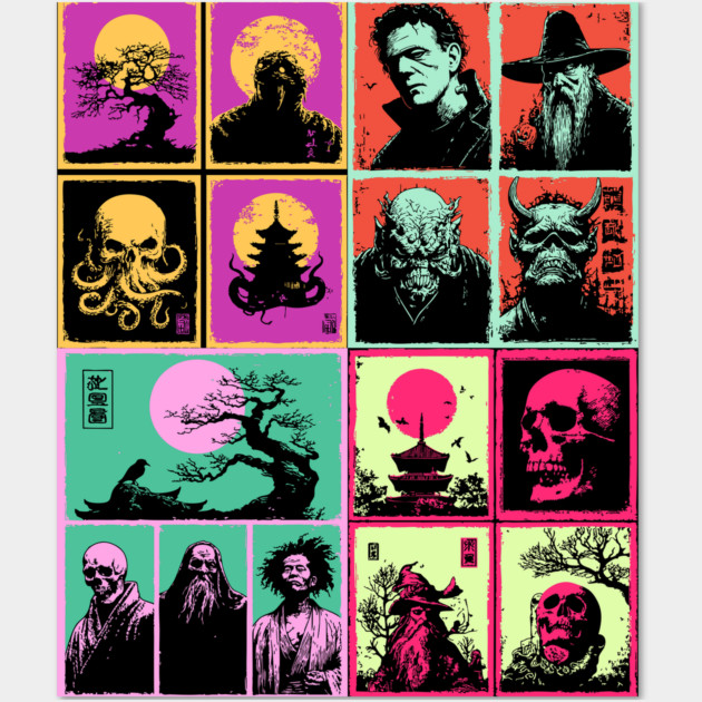 Ultimate Monster Mash - Horror and Fantasy Pattern Wall Art by TuncGK