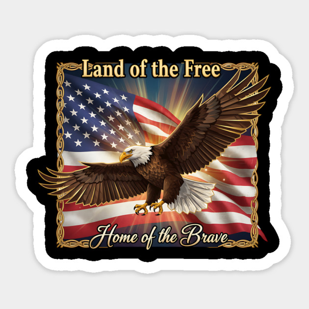 American Flag Eagle - Land of the Free Home of the Brave - Patriotic USA Gift Magnet by ArtistTee ⭐⭐⭐⭐⭐