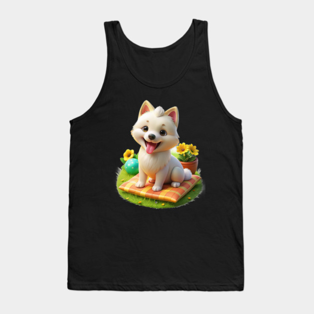 Cute Maltese Pomeranian Mix Adorable Maltipom Dog Graphic Tank Top by IamActiveDog