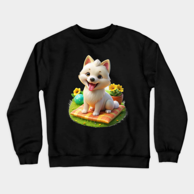 Cute Maltese Pomeranian Mix Adorable Maltipom Dog Graphic Crewneck Sweatshirt by IamActiveDog