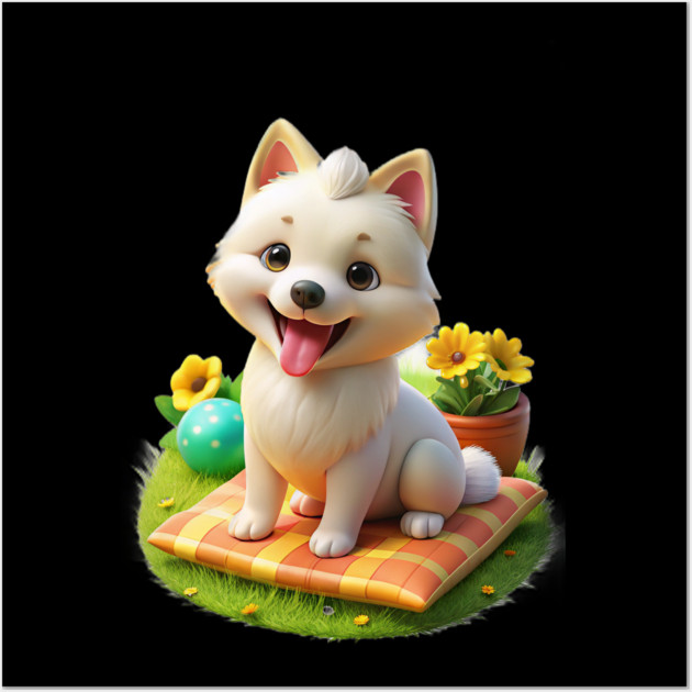 Cute Maltese Pomeranian Mix Adorable Maltipom Dog Graphic Wall Art by IamActiveDog