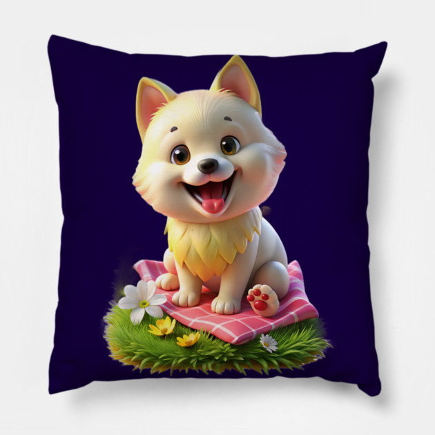Cute Maltese Pomeranian Mix Graphic | Adorable Maltipom Dog Design Pillow by IamActiveDog