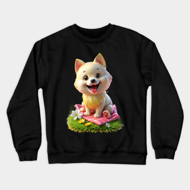 Cute Maltese Pomeranian Mix Graphic | Adorable Maltipom Dog Design Crewneck Sweatshirt by IamActiveDog