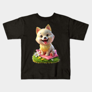 Cute Maltese Pomeranian Mix Graphic | Adorable Maltipom Dog Design Kids T-Shirt