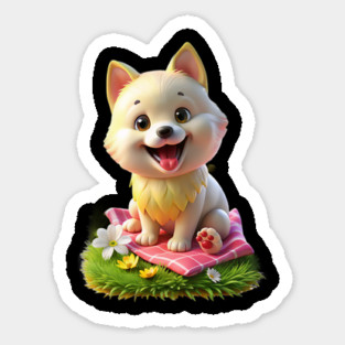 Cute Maltese Pomeranian Mix Graphic | Adorable Maltipom Dog Design Sticker