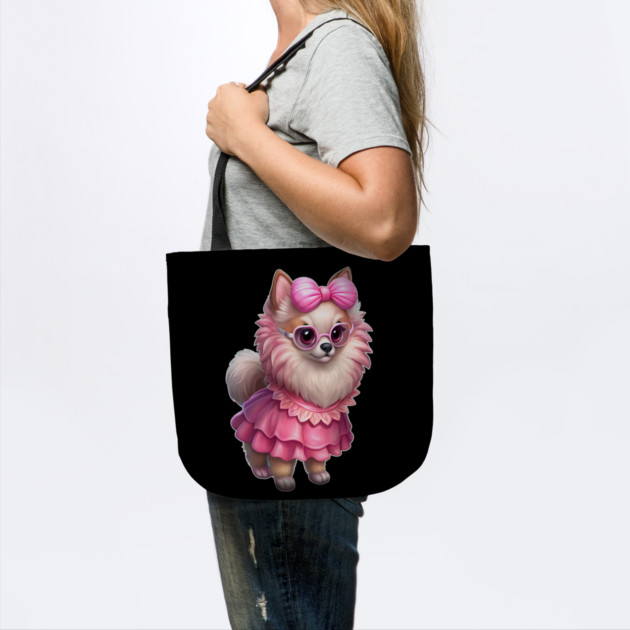 Glam Pomeranian in Pink – Whimsical Dog Art by IamActiveDog