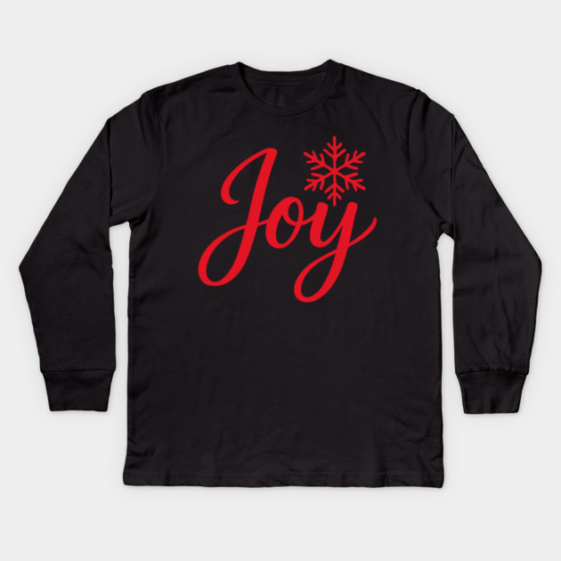 Christmas Joy Script with Snowflake Kids Long Sleeve T-Shirt by DonWillisJrArt