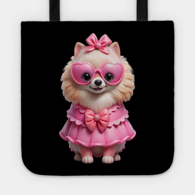 Pink Pomeranian Vibes – Whimsical Dog Illustration Tote by IamActiveDog