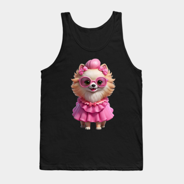 Fashion Pup in Pink – Adorable Pomeranian Art Tank Top by IamActiveDog