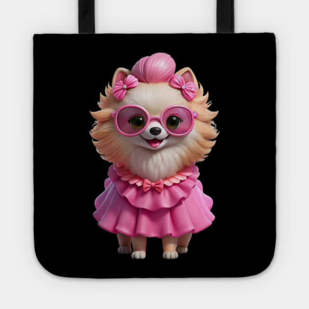 Fashion Pup in Pink – Adorable Pomeranian Art Tote by IamActiveDog