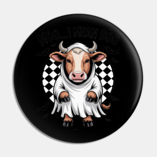 Moo I Mean Boo Ghost Highland Cow Halloween Spooky Season Pin