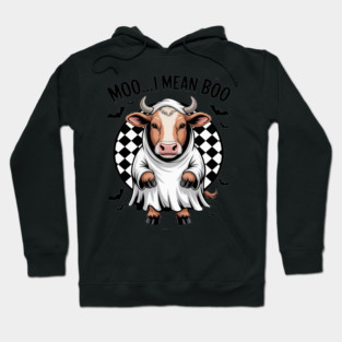 Moo I Mean Boo Ghost Highland Cow Halloween Spooky Season Hoodie