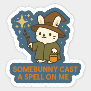 Somebunny Cast a Spell on Me Cute Bunny Witch Magnet