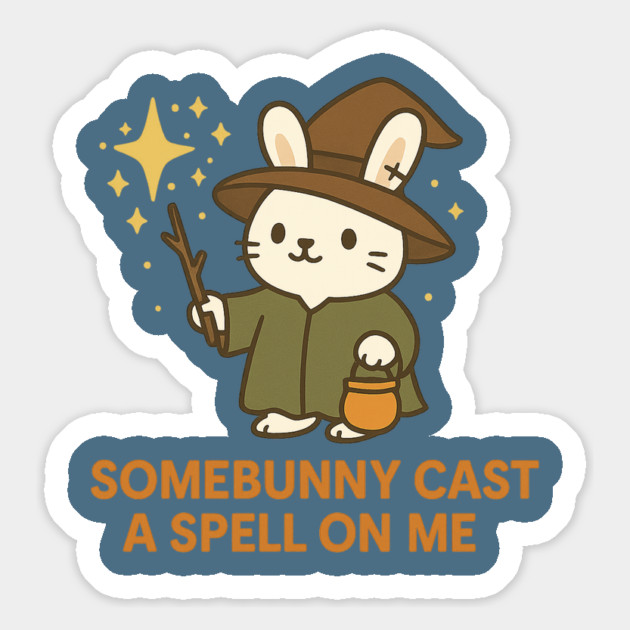Somebunny Cast a Spell on Me Cute Bunny Witch Magnet by Anne Lee