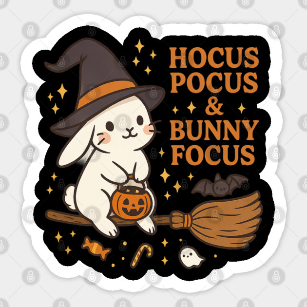 Hocus Pocus and Bunny Focus Witch Rabbit Sticker by Anne Lee