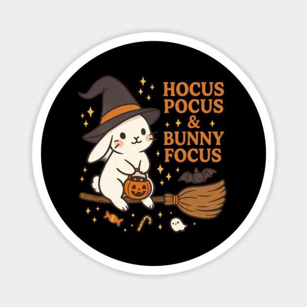 Hocus Pocus and Bunny Focus Witch Rabbit Magnet by Anne Lee