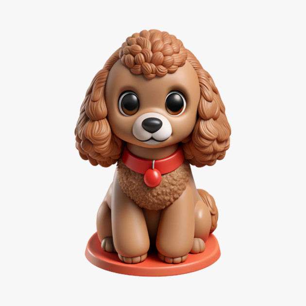 Brown Toy Poodle Sitting with Leash in Garden Scene by IamActiveDog