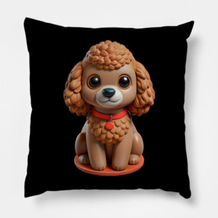 Miniature Poodle Adorable Dog with Curly Fur & Sweet Expression Pillow