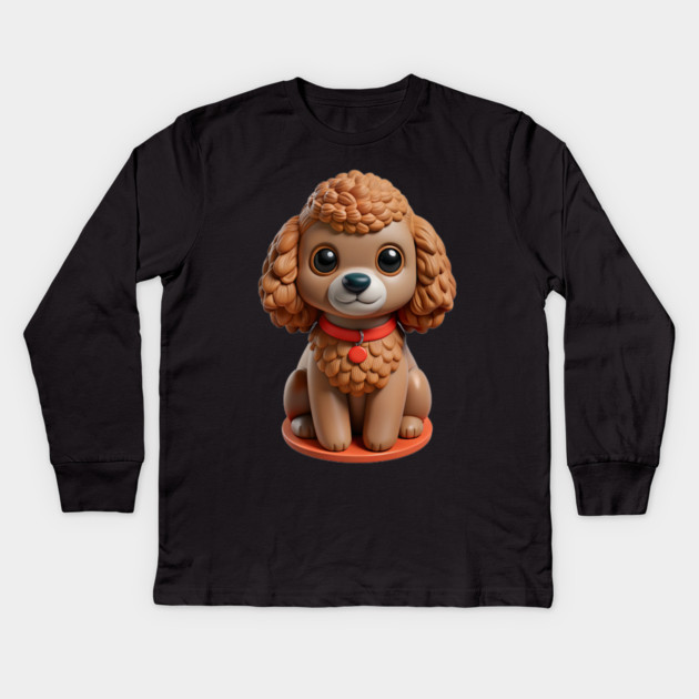 Miniature Poodle Adorable Dog with Curly Fur & Sweet Expression Kids Long Sleeve T-Shirt by IamActiveDog