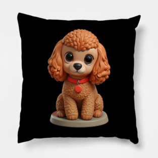 Toy Poodle Cozy Pet – Brown with Leash in Peaceful Garden Mood Pillow