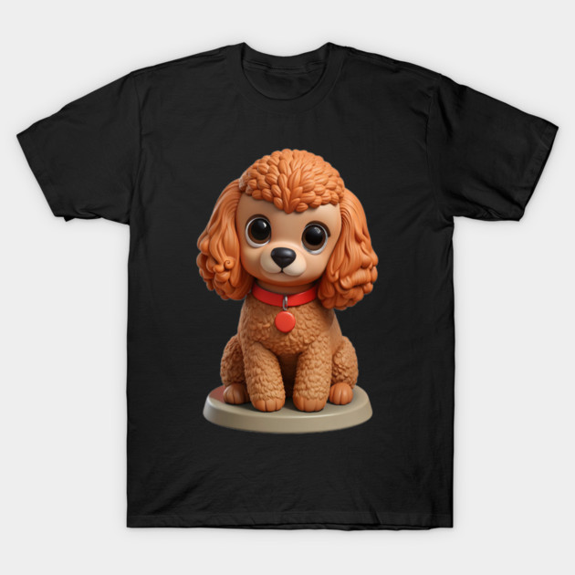 Toy Poodle Cozy Pet – Brown with Leash in Peaceful Garden Mood T-Shirt by IamActiveDog