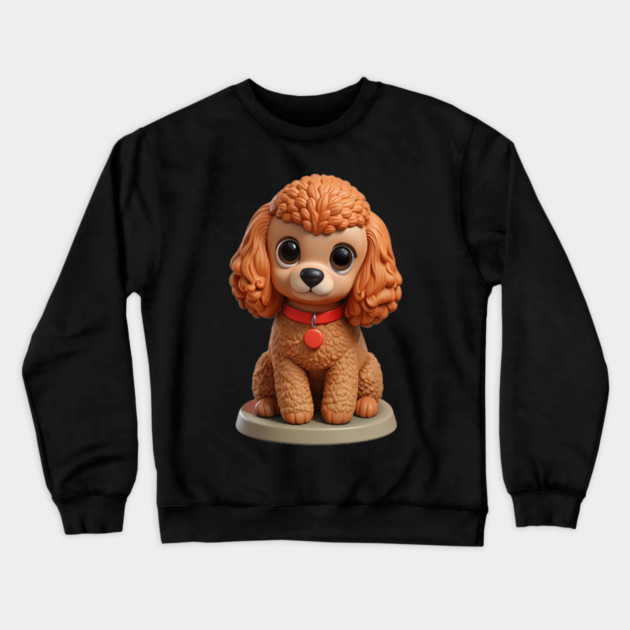 Toy Poodle Cozy Pet – Brown with Leash in Peaceful Garden Mood Crewneck Sweatshirt by IamActiveDog