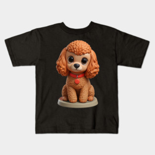 Toy Poodle Cozy Pet – Brown with Leash in Peaceful Garden Mood Kids T-Shirt
