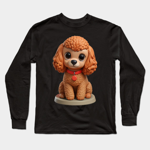 Toy Poodle Cozy Pet – Brown with Leash in Peaceful Garden Mood Long Sleeve T-Shirt by IamActiveDog