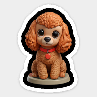 Toy Poodle Cozy Pet – Brown with Leash in Peaceful Garden Mood Sticker