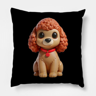 Cartoon Poodle Hypoallergenic Dog with Big Eyes & Cozy Vibes Pillow