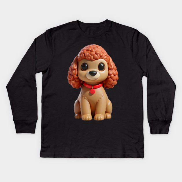 Cartoon Poodle Hypoallergenic Dog with Big Eyes & Cozy Vibes Kids Long Sleeve T-Shirt by IamActiveDog