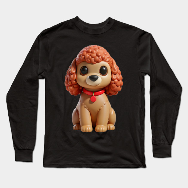 Cartoon Poodle Hypoallergenic Dog with Big Eyes & Cozy Vibes Long Sleeve T-Shirt by IamActiveDog