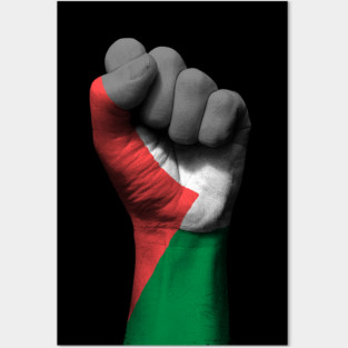Flag of Palestine on a Raised Clenched Fist Posters and Art