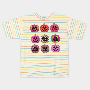 Preppy Colored Pumpkins Ivory Kids T-Shirt