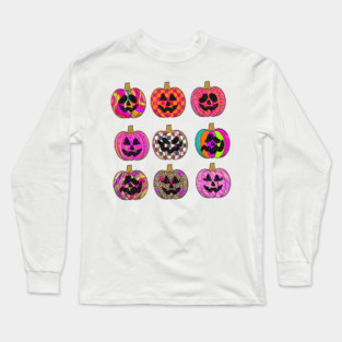 Preppy Colored Pumpkins Ivory Long Sleeve T-Shirt