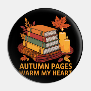 Autumn Books and Candlelight Cozy Vibes Book Lovers Pin