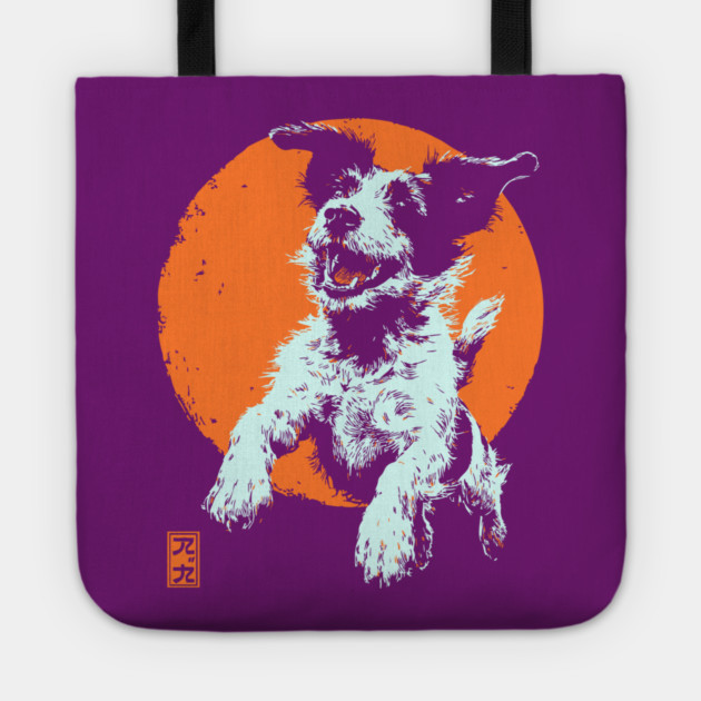 Retro Happy Dog - Ukiyo-e Jack Russell Terrier Art Tote by TuncGK