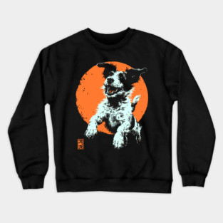 Retro Happy Dog - Ukiyo-e Jack Russell Terrier Art Crewneck Sweatshirt