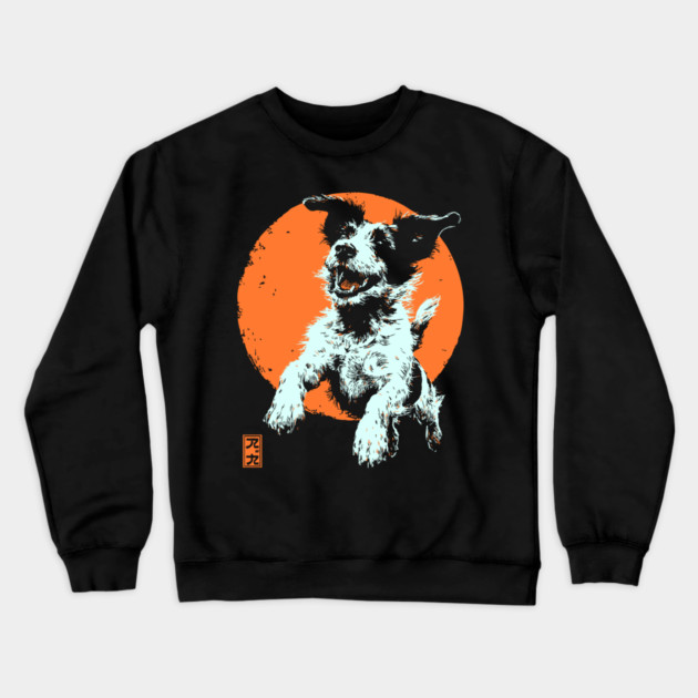 Retro Happy Dog - Ukiyo-e Jack Russell Terrier Art Crewneck Sweatshirt by TuncGK