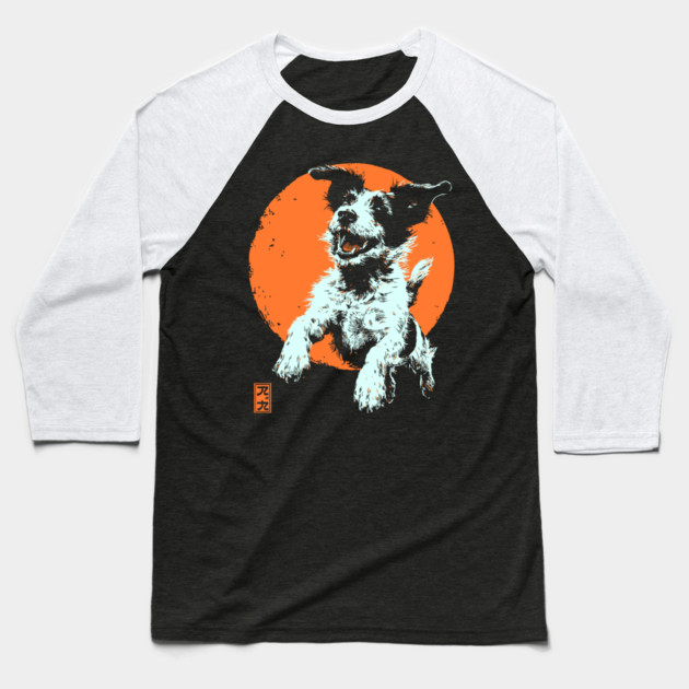 Retro Happy Dog - Ukiyo-e Jack Russell Terrier Art Baseball T-Shirt by TuncGK