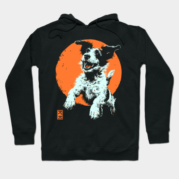 Retro Happy Dog - Ukiyo-e Jack Russell Terrier Art Hoodie by TuncGK