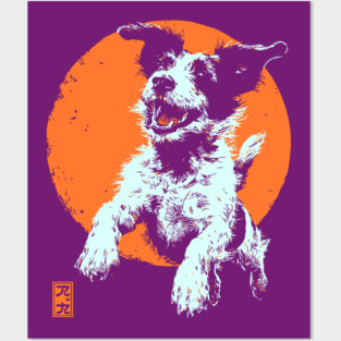 Retro Happy Dog - Ukiyo-e Jack Russell Terrier Art Posters and Art