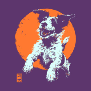 Retro Happy Dog - Ukiyo-e Jack Russell Terrier Art T-Shirt