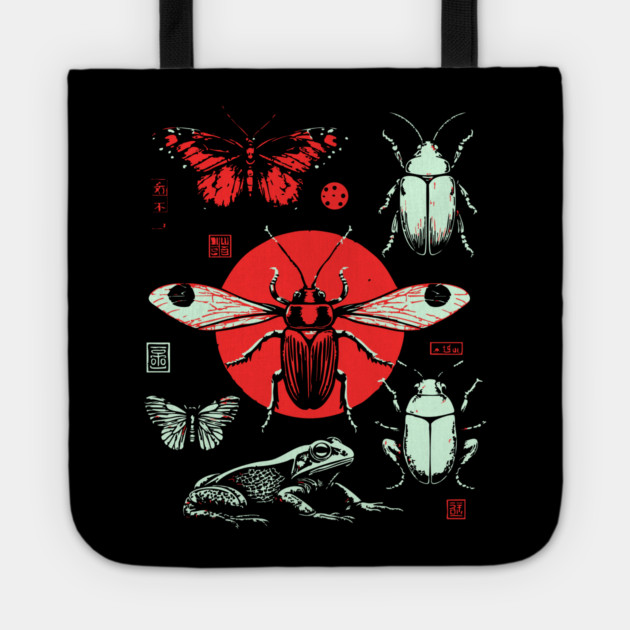 Ukiyo-e Insect Collection - Retro Japanese Entomology Art Tote by TuncGK