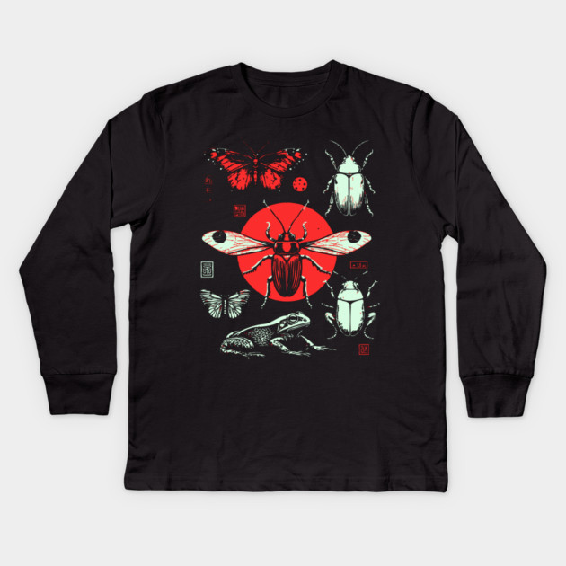 Ukiyo-e Insect Collection - Retro Japanese Entomology Art Kids Long Sleeve T-Shirt by TuncGK