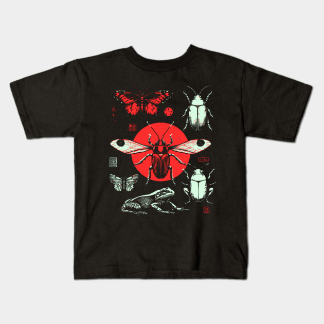 Ukiyo-e Insect Collection - Retro Japanese Entomology Art Kids T-Shirt by TuncGK