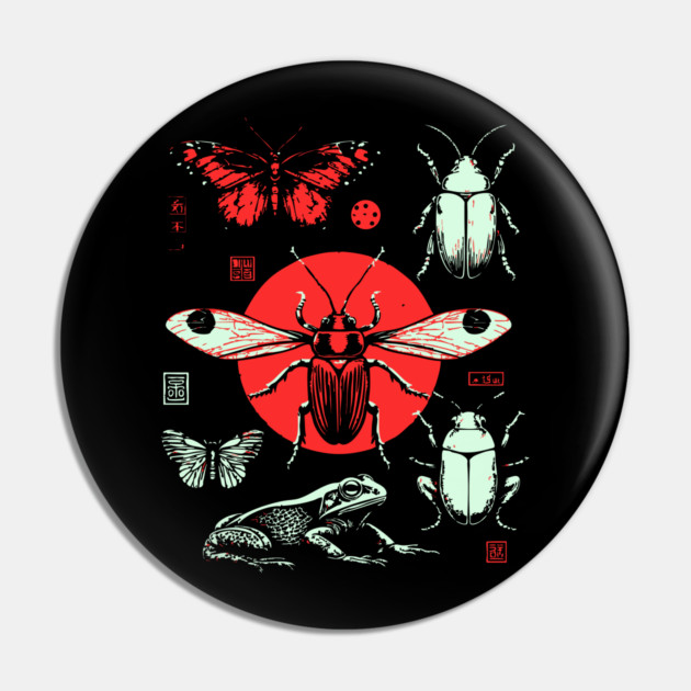 Ukiyo-e Insect Collection - Retro Japanese Entomology Art Pin by TuncGK